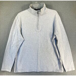 Chaps 1/4 Zip Sweater Men's Large Beige Long Sleeve Mock Neck Preppy Pullover